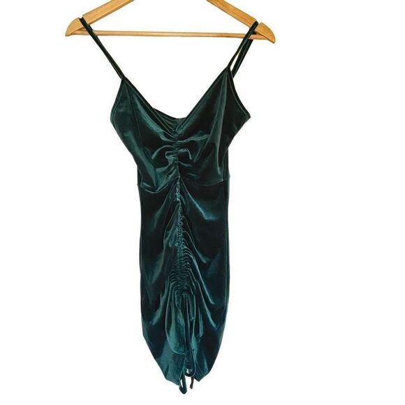 AREA NWT Emerald Spaghetti Strap velvet Bodycon dress SMALL - Picture 1 of 8